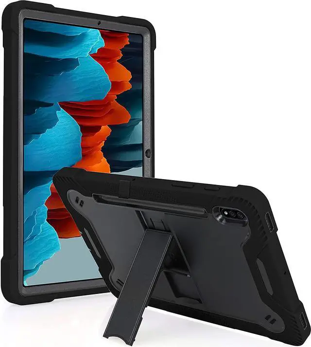 Main image of Galaxy Tab S7 case 11 inch T870, Shockproof Rugged Heavy Duty Protection Cover Kickstand Case for Samsung Galaxy Tab S7 11" SM-T870 2020 (Guardian Black/Black)