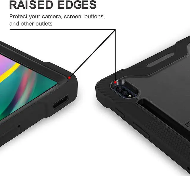 Alt view image 4 of 7 - Galaxy Tab S7 case 11 inch T870, Shockproof Rugged Heavy Duty Protection Cover Kickstand Case for Samsung Galaxy Tab S7 11" SM-T870 2020 (Guardian Black/Black)
