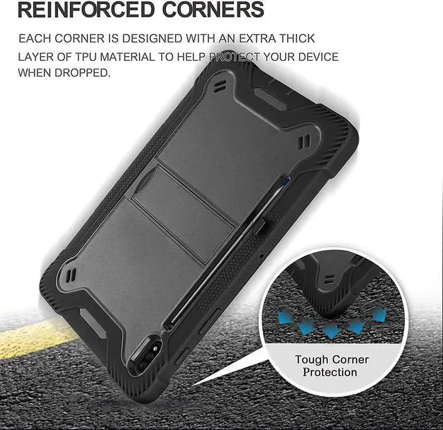 Alt view image 7 of 7 - Galaxy Tab S7 case 11 inch T870, Shockproof Rugged Heavy Duty Protection Cover Kickstand Case for Samsung Galaxy Tab S7 11" SM-T870 2020 (Guardian Black/Black)