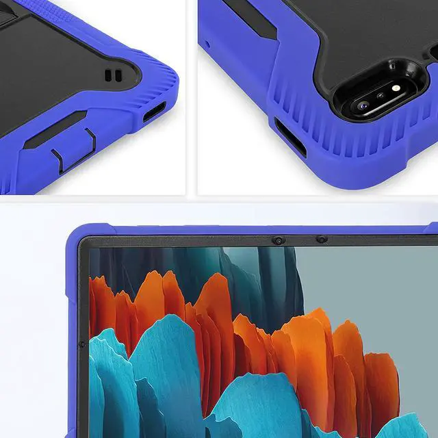 Alt view image 5 of 7 - Galaxy Tab S7 case 11 inch T870, Shockproof Rugged Heavy Duty Protection Cover Kickstand Case for Samsung Galaxy Tab S7 11" SM-T870 2020 (Guardian Black/Blue)