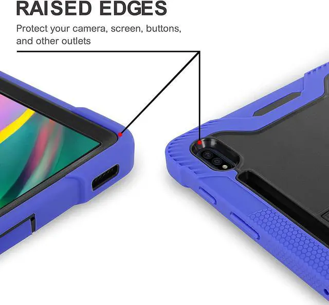 Alt view image 4 of 7 - Galaxy Tab S7 case 11 inch T870, Shockproof Rugged Heavy Duty Protection Cover Kickstand Case for Samsung Galaxy Tab S7 11" SM-T870 2020 (Guardian Black/Blue)