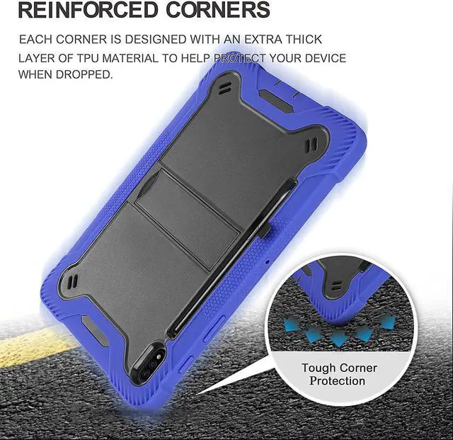 Alt view image 7 of 7 - Galaxy Tab S7 case 11 inch T870, Shockproof Rugged Heavy Duty Protection Cover Kickstand Case for Samsung Galaxy Tab S7 11" SM-T870 2020 (Guardian Black/Blue)