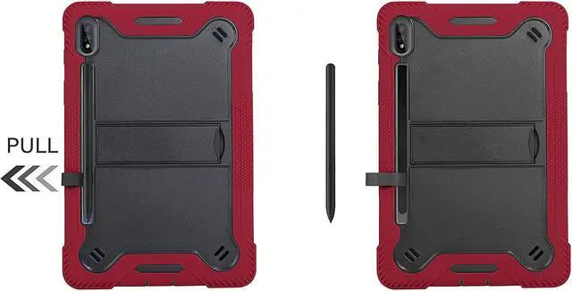Alt view image 2 of 7 - Galaxy Tab S7 case 11 inch T870, Shockproof Rugged Heavy Duty Protection Cover Kickstand Case for Samsung Galaxy Tab S7 11" SM-T870 2020 (Guardian Black/Red)