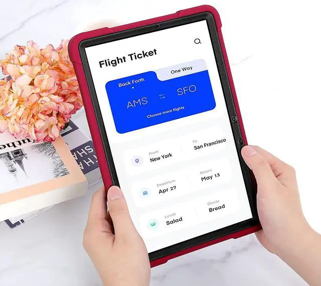 Alt view image 3 of 7 - Galaxy Tab S7 case 11 inch T870, Shockproof Rugged Heavy Duty Protection Cover Kickstand Case for Samsung Galaxy Tab S7 11" SM-T870 2020 (Guardian Black/Red)