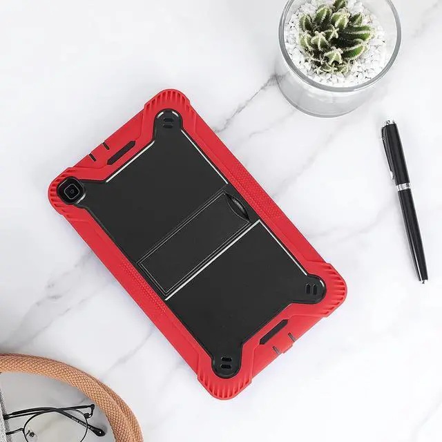 Alt view image 2 of 7 - Galaxy Tab A 8.0 T290 Case, Heavy Duty Rugged Cover Dual-Layer Impact Guard Drop Protection with Kick Stand for Samsung Galaxy Tab A [2019] SM-T290 SM-T295 [Red]