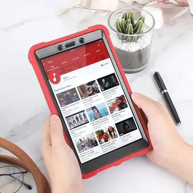 Alt view image 3 of 7 - Galaxy Tab A 8.0 T290 Case, Heavy Duty Rugged Cover Dual-Layer Impact Guard Drop Protection with Kick Stand for Samsung Galaxy Tab A [2019] SM-T290 SM-T295 [Red]