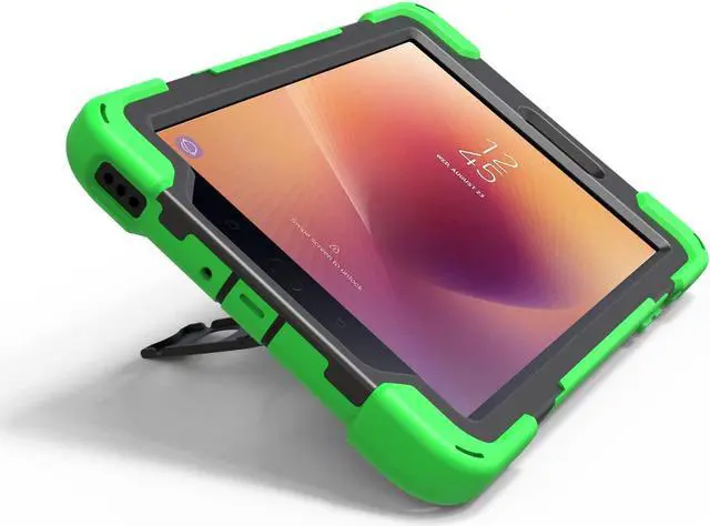 Alt view image 6 of 7 - Galaxy Tab A A2 S Case (2017) T380/T385, Heavy Duty Durable Rugged Case with Screen Protector Stand, Strap for Samsung Galaxy Tab A A2s 2017 SM-T380 (Green)