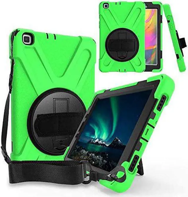 Main image of Galaxy Tab A 8.0 T290 Case, Heavy Duty Case Tempered Glass Screen Protector Cover Kickstand Handle Carrying Sling Strap for Samsung Galaxy Tab A 8.0 2019 T290 T295 (Green)
