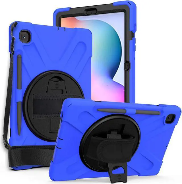 Main image of Shockproof Case Full-Body Heavy Duty Cover Stand with Shatterproof Ceramic Screen Protector for Samsung Galaxy S6 Lite 10.4 2020 P610 (Dark Blue)