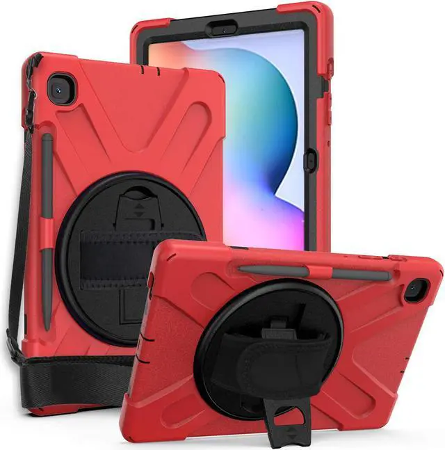 Main image of Shockproof Case Full-Body Heavy Duty Cover Stand with Shatterproof Ceramic Screen Protector for Samsung Galaxy S6 Lite 10.4 2020 P610 (Red)