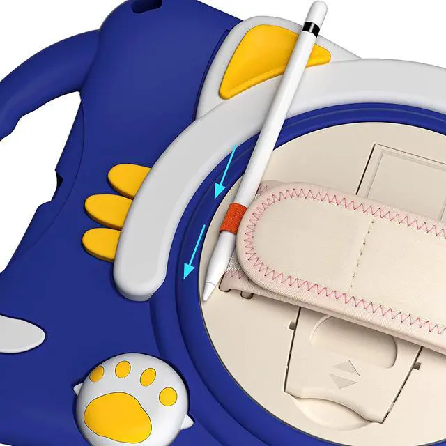 Alt view image 4 of 4 - iPad 10.2 7th 8th Gen, Heavy Duty Rugged Protection Cute Kid-Friendly Case Cover Stand/Shoulder Strap for Apple iPad 10.2 / Pro 10.5 / Air 10.2 [ Cat Shield-Dark Blue]