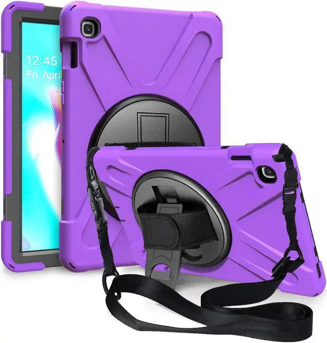 Alt view image 2 of 7 - Galaxy Tab A 10.1 Case 2019, T510 T515, Shockproof Heavy Duty Durable Kickstand Shoulder Strap Sling for Samsung Galaxy Tab A 10.1 SM-T510 SM-T515 (Shield Purple)