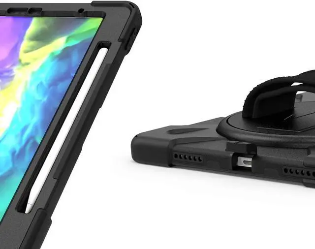Alt view image 5 of 7 - iPad Pro 11 Case 2018/2020, Shockproof Heavy Duty Case Cover Stand Hand Strap for Apple iPad Pro 11-inch 1st 2nd Gen [Shield Black]