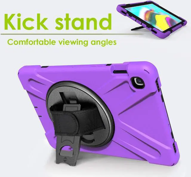 Alt view image 4 of 7 - Galaxy Tab A 10.1 Case 2019, T510 T515, Shockproof Heavy Duty Durable Kickstand Shoulder Strap Sling for Samsung Galaxy Tab A 10.1 SM-T510 SM-T515 (Shield Purple)