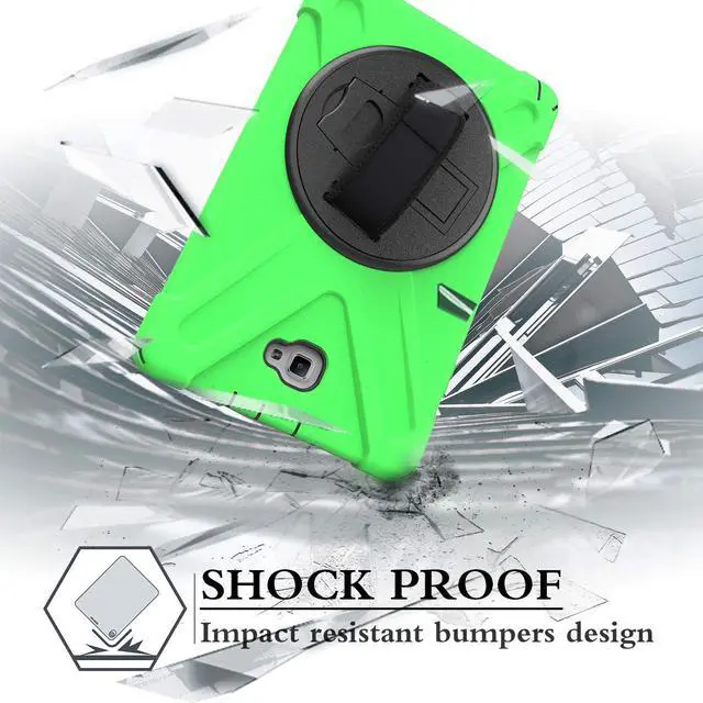 Alt view image 4 of 7 - Galaxy Tab A 10.1 Inch Case by Heavy Duty Shield Rotating Palmstrap Kickstand Shoulder Strap Tempered Glass Screen Protector for Samsung Galaxy Tab A 10.1 P580 SM-P580 (Green)