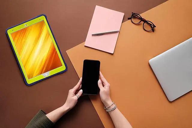 Alt view image 7 of 7 - iPad 10.2 9th Gen Case, Shockproof Rugged Heavy Duty Protection Cover Kickstand Case for Apple iPad 10.2" 9th Generation 2021 (Guardian Lime Green/Blue)