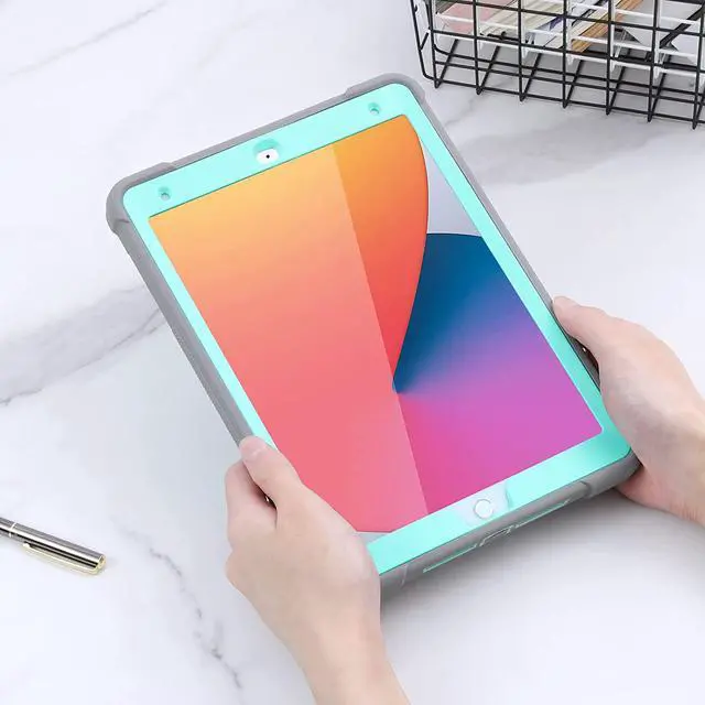 Alt view image 5 of 7 - iPad 10.2 9th Gen Case, Shockproof Rugged Heavy Duty Protection Cover Kickstand Case for Apple iPad 10.2" 9th Generation 2021 (Guardian Teal/Grey)