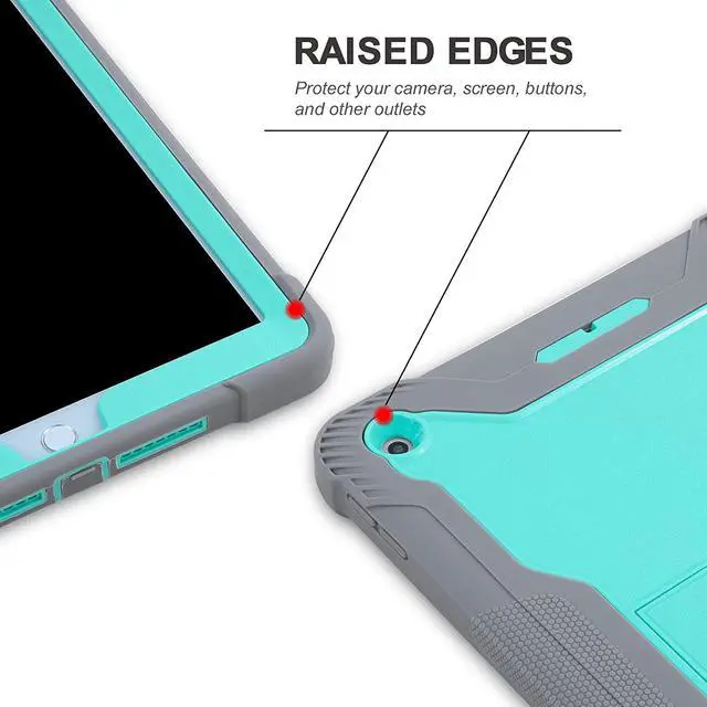 Alt view image 6 of 7 - iPad 10.2 9th Gen Case, Shockproof Rugged Heavy Duty Protection Cover Kickstand Case for Apple iPad 10.2" 9th Generation 2021 (Guardian Teal/Grey)