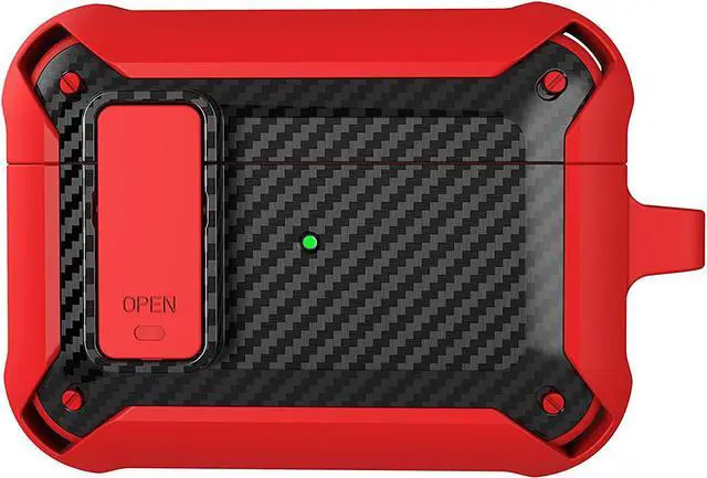 Main image of Heavy Duty Armor Case Rugged Protection for Apple AirPod 3rd Gen (Black/Red)