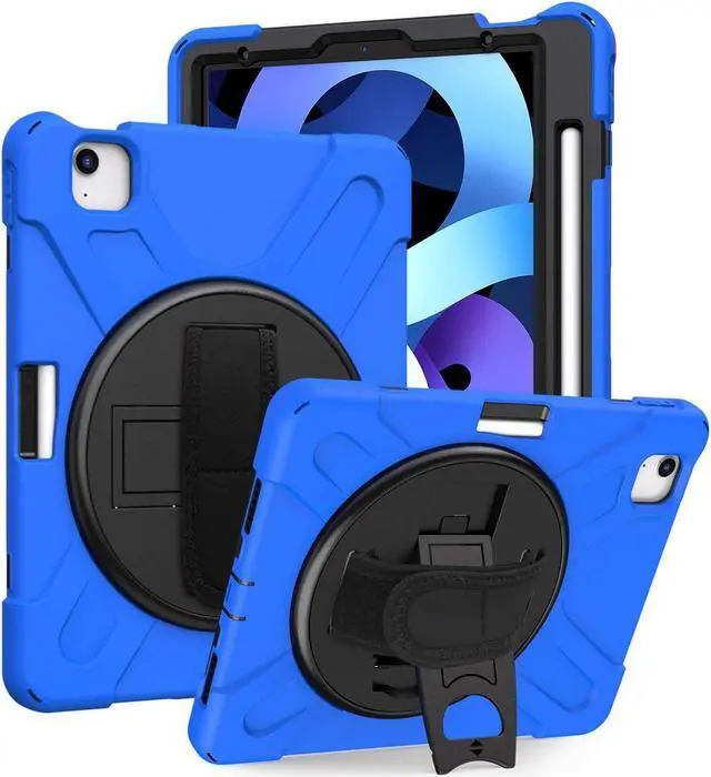 Main image of iPad Air 10.9 Pro 11 1st 2nd Gen Case Cover, Heavy Duty Shield Hand/Palm Grip Strap Shoulder Strap Sling for Apple ipad Air 4 Pro 11 2018/2020 [Shield Dark Blue]