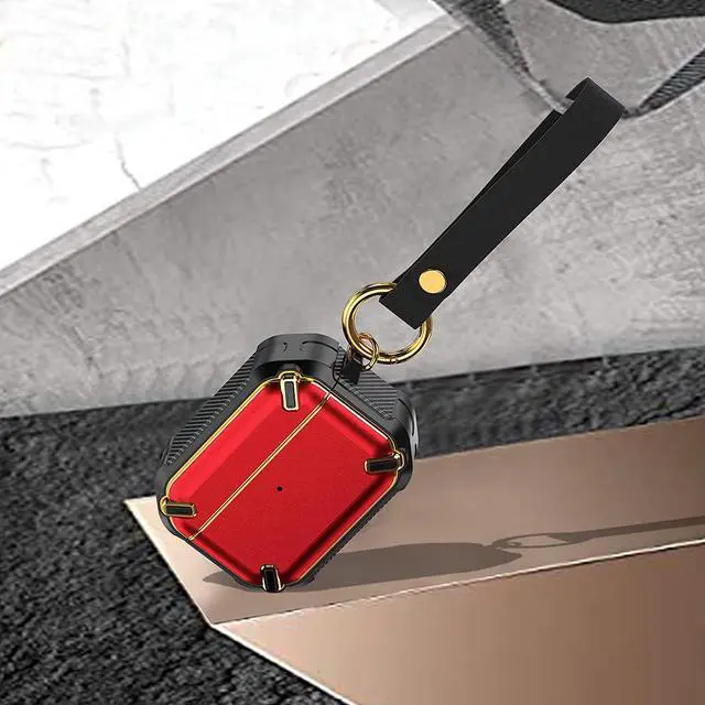 Alt view image 4 of 5 - Premium Protection Heavy Duty Case Cover Anti-Scratch Full-Body Slim and Lightweight for Apple Airpod Charging Case Compatible with Airpod Pro (Red/Black)