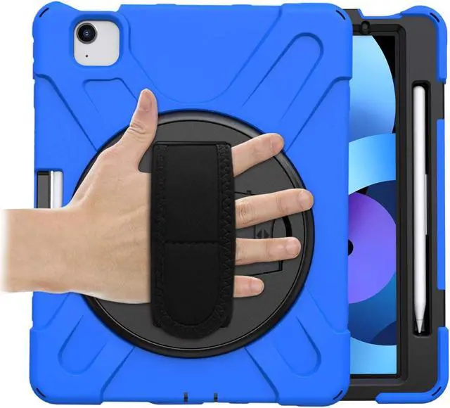 Alt view image 4 of 7 - iPad Air 10.9 Pro 11 1st 2nd Gen Case Cover, Heavy Duty Shield Hand/Palm Grip Strap Shoulder Strap Sling for Apple ipad Air 4 Pro 11 2018/2020 [Shield Dark Blue]