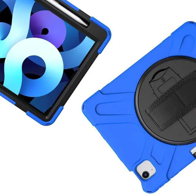 Alt view image 6 of 7 - iPad Air 10.9 Pro 11 1st 2nd Gen Case Cover, Heavy Duty Shield Hand/Palm Grip Strap Shoulder Strap Sling for Apple ipad Air 4 Pro 11 2018/2020 [Shield Dark Blue]