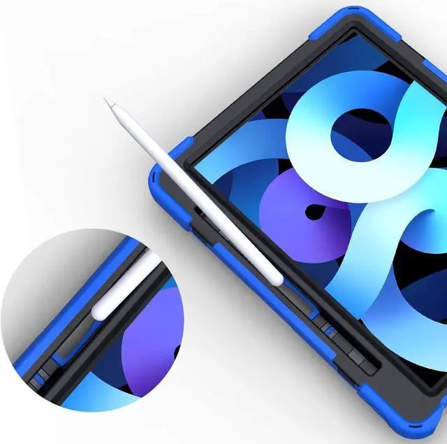 Alt view image 7 of 7 - iPad Air 10.9 Pro 11 1st 2nd Gen Case Cover, Heavy Duty Shield Hand/Palm Grip Strap Shoulder Strap Sling for Apple ipad Air 4 Pro 11 2018/2020 [Shield Dark Blue]