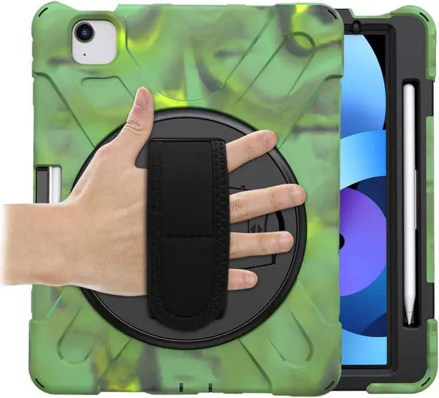 Alt view image 4 of 7 - iPad Air 10.9 Pro 11 1st 2nd Gen Case Cover, Heavy Duty Shield Hand/Palm Grip Strap Shoulder Strap Sling for Apple ipad Air 4 Pro 11 2018/2020 [Shield Camouflage]