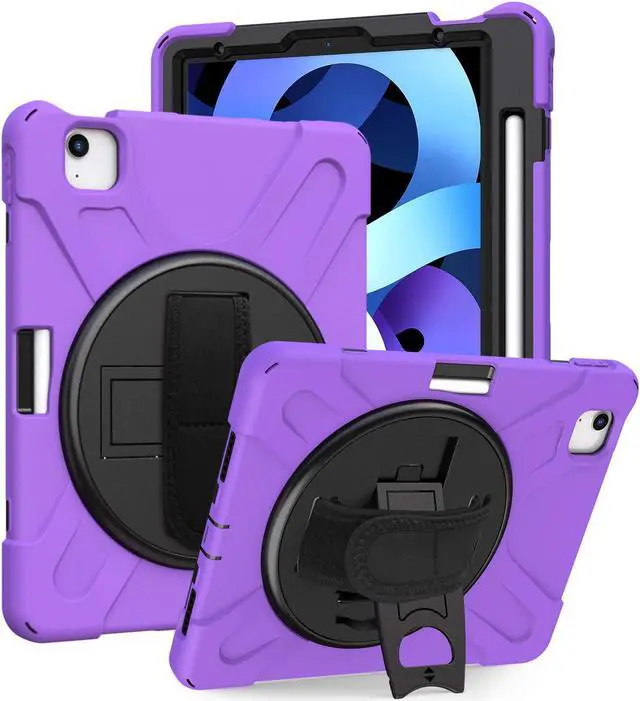 Main image of iPad Air 10.9 Pro 11 1st 2nd Gen Case Cover, Heavy Duty Shield Hand/Palm Grip Strap Shoulder Strap Sling for Apple ipad Air 4 Pro 11 2018/2020 [Shield Purple]