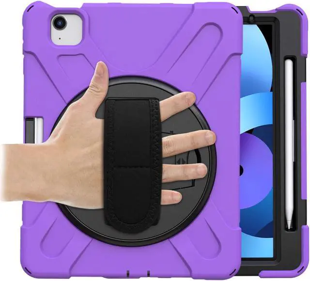 Alt view image 4 of 7 - iPad Air 10.9 Pro 11 1st 2nd Gen Case Cover, Heavy Duty Shield Hand/Palm Grip Strap Shoulder Strap Sling for Apple ipad Air 4 Pro 11 2018/2020 [Shield Purple]