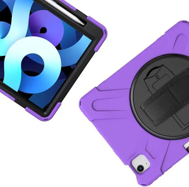 Alt view image 6 of 7 - iPad Air 10.9 Pro 11 1st 2nd Gen Case Cover, Heavy Duty Shield Hand/Palm Grip Strap Shoulder Strap Sling for Apple ipad Air 4 Pro 11 2018/2020 [Shield Purple]