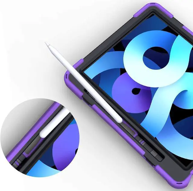 Alt view image 7 of 7 - iPad Air 10.9 Pro 11 1st 2nd Gen Case Cover, Heavy Duty Shield Hand/Palm Grip Strap Shoulder Strap Sling for Apple ipad Air 4 Pro 11 2018/2020 [Shield Purple]