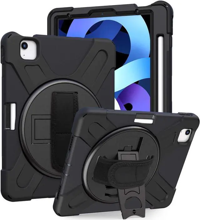Main image of iPad Air 10.9 Pro 11 1st 2nd Gen Case Cover, Heavy Duty Shield Hand/Palm Grip Strap Shoulder Strap Sling for Apple ipad Air 4 Pro 11 2018/2020 [Shield Black]