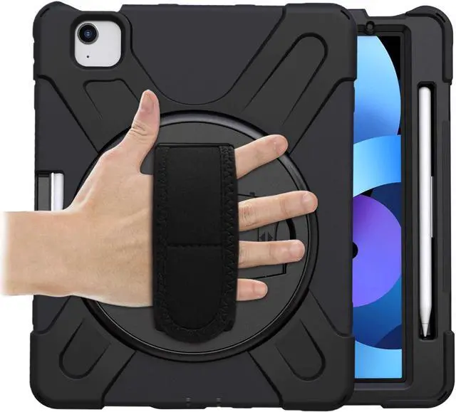 Alt view image 4 of 7 - iPad Air 10.9 Pro 11 1st 2nd Gen Case Cover, Heavy Duty Shield Hand/Palm Grip Strap Shoulder Strap Sling for Apple ipad Air 4 Pro 11 2018/2020 [Shield Black]