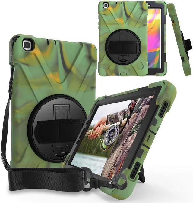 Main image of Galaxy Tab A 8.0 P200 Case, Shockproof Heavy Duty Impact Drop Protection Stand Screen Protector Carrying Strap for Samsung Galaxy Tab A 8.0 2019 SM-P200 (Shield Camouflage)