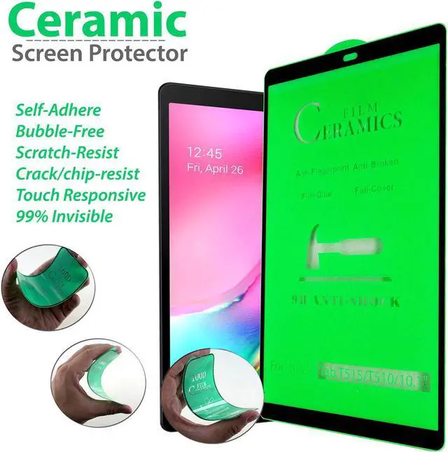 Alt view image 3 of 3 - Shockproof Case Full-Body Heavy Duty Cover Stand with Shatterproof Ceramic Screen Protector for Samsung Galaxy Tab A 10.1 2019 T510 T515 (Black)