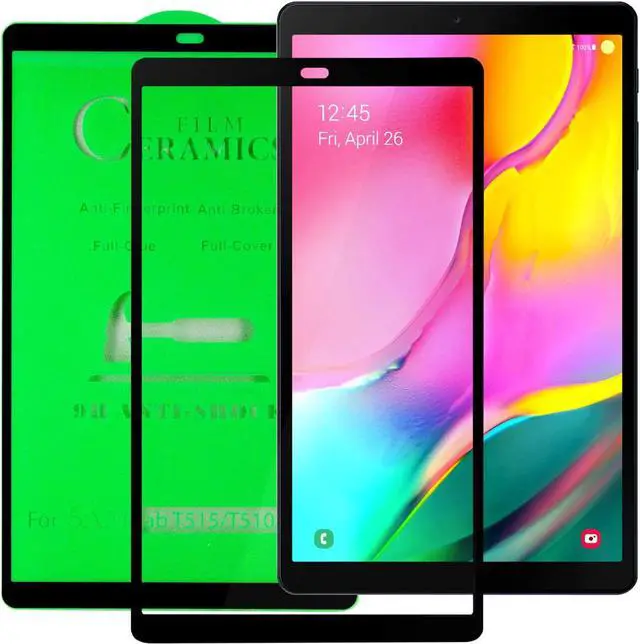 Alt view image 2 of 3 - Shockproof Case Full-Body Heavy Duty Cover Stand with Shatterproof Ceramic Screen Protector for Samsung Galaxy Tab A 10.1 2019 T510 T515 (Black)