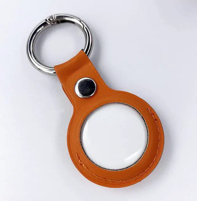 Alt view image 2 of 4 - AirTag Holder, Slim Lightweight Protective Cover with Keychain Carabiner for Apple AirTag 2021 (Short Leather Orange)