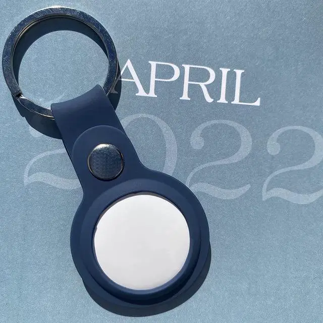 Alt view image 2 of 4 - AirTag Holder, Slim Lightweight Protective Cover with Keychain Carabiner for Apple AirTag 2021 (Silicone Dark Blue)