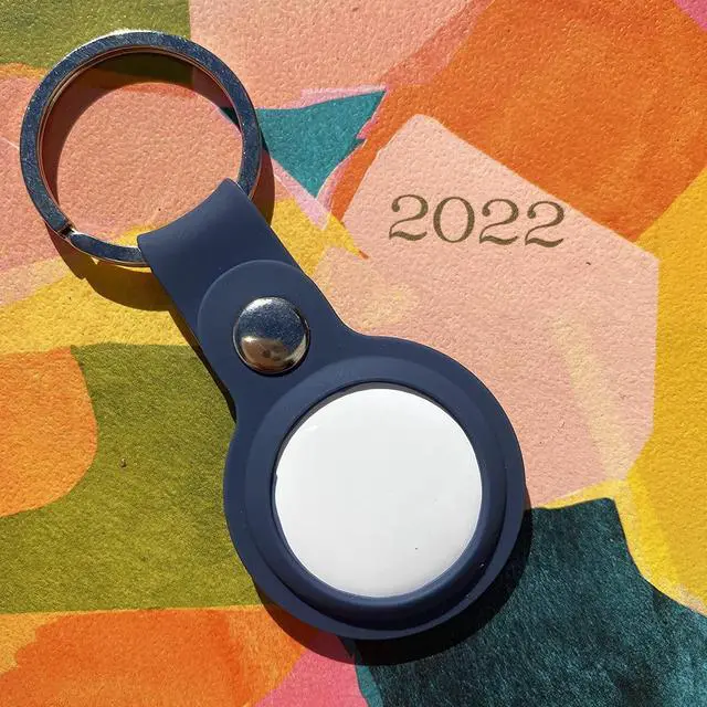 Alt view image 3 of 4 - AirTag Holder, Slim Lightweight Protective Cover with Keychain Carabiner for Apple AirTag 2021 (Silicone Dark Blue)