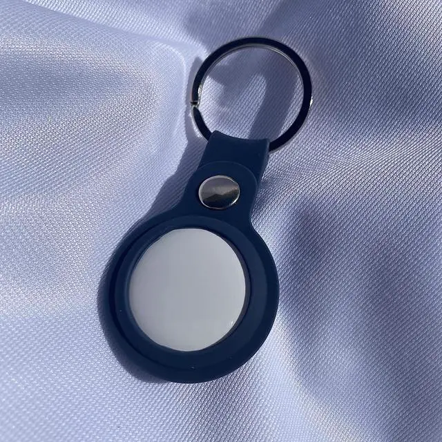 Alt view image 4 of 4 - AirTag Holder, Slim Lightweight Protective Cover with Keychain Carabiner for Apple AirTag 2021 (Silicone Dark Blue)