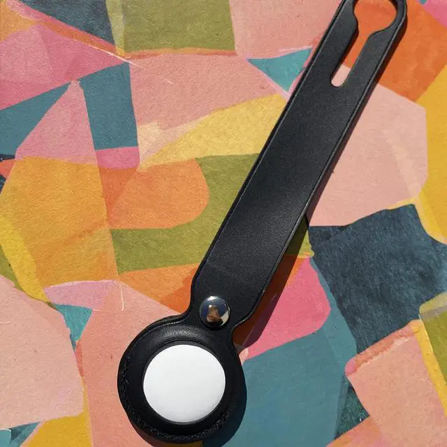 Alt view image 2 of 5 - AirTag Holder, Slim Lightweight Protective Cover with Keychain Carabiner for Apple AirTag 2021 (Long Leather Black)