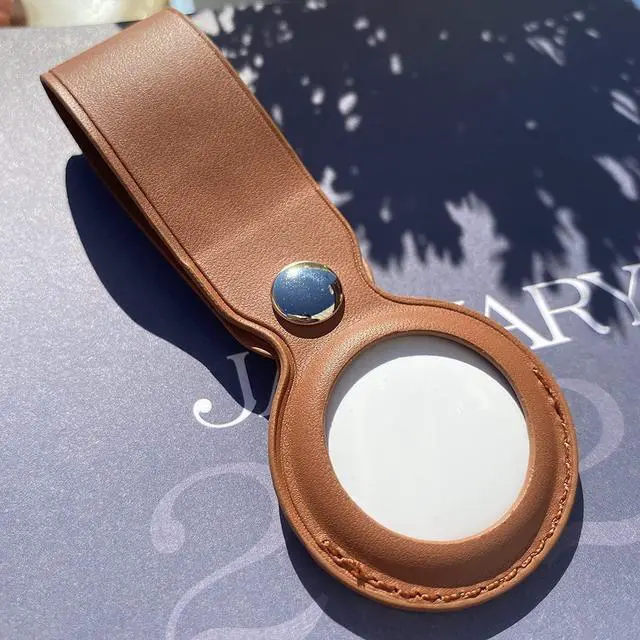 Alt view image 2 of 5 - AirTag Holder, Slim Lightweight Protective Cover with Keychain Carabiner for Apple AirTag 2021 (Long Leather Brown)
