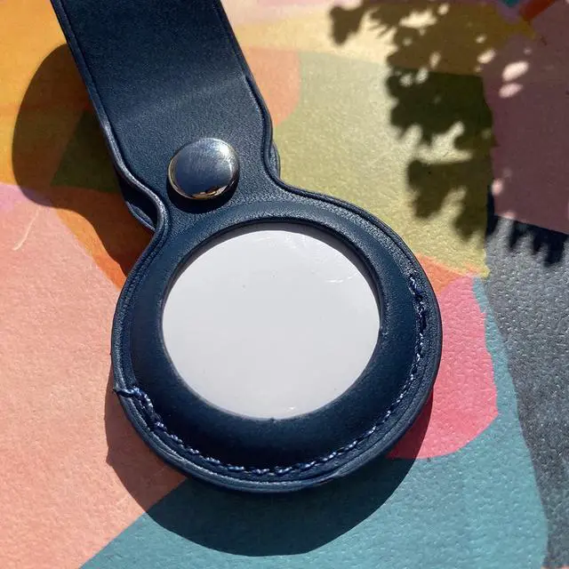 Alt view image 2 of 5 - AirTag Holder, Slim Lightweight Protective Cover with Keychain Carabiner for Apple AirTag 2021 (Long Leather Dark Blue)