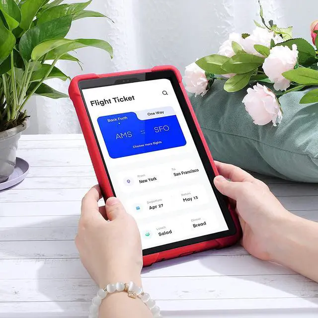 Alt view image 2 of 6 - Galaxy Tab A7 Lite Case 8.7 T220 T225, Shockproof Rugged Heavy Duty Protection Cover Kickstand Case for Samsung Galaxy Tab A7 Lite 2021 SM-T220/SM-T225/SM-T227 (Guardian Black/Red)