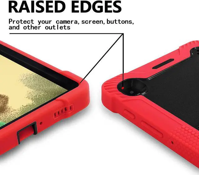 Alt view image 3 of 6 - Galaxy Tab A7 Lite Case 8.7 T220 T225, Shockproof Rugged Heavy Duty Protection Cover Kickstand Case for Samsung Galaxy Tab A7 Lite 2021 SM-T220/SM-T225/SM-T227 (Guardian Black/Red)