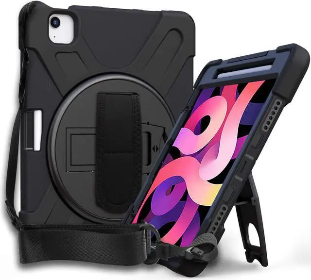 Alt view image 2 of 7 - iPad Air 10.9 Pro 11 1st 2nd Gen Case Cover, Heavy Duty Shield Hand/Palm Grip Strap Shoulder Strap Sling for Apple ipad Air 4 Pro 11 2018/2020 [Shield Black]
