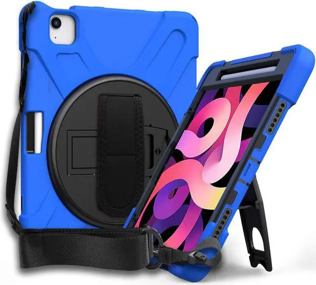 Alt view image 2 of 3 - Shockproof Case Full-Body Heavy Duty Cover Stand with Shatterproof Ceramic Screen Protector for Apple iPad Air 4 10.9 2020 (Dark Blue)