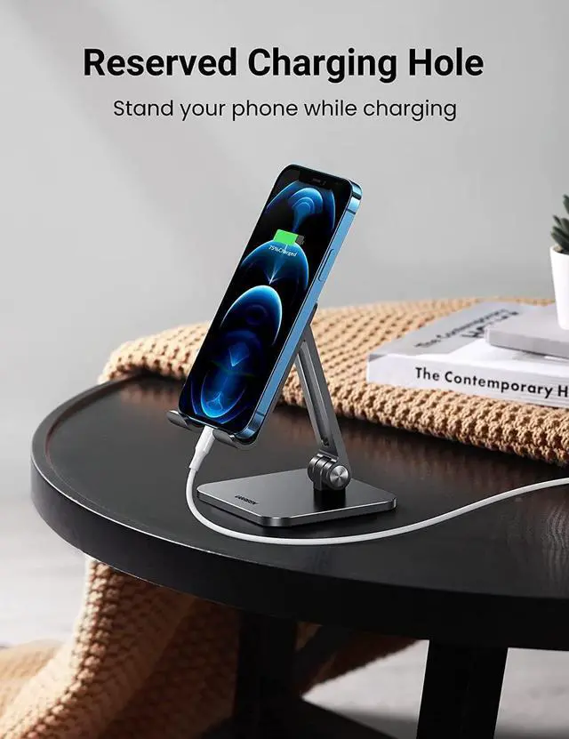 Alt view image 6 of 7 - UGREEN Phone Stand Desk Cell Phone Holder Aluminum Adjustable Compatible for iPhone 13 12 Pro Max, iPhone 11 X SE XS XR 8 Plus 6 7 6S Samsung Galaxy Note20 S20 S10 S9 S8 S7 Smartphone